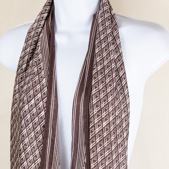 Brown White Jersey Knit Women Rectangle Scarf - Picture 1 of 6
